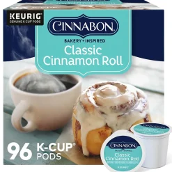 Cinnabon Classic Cinnamon Roll Coffee Keurig® K-Cup® Pods, Light Roast, 96/Carton (10099555063056)