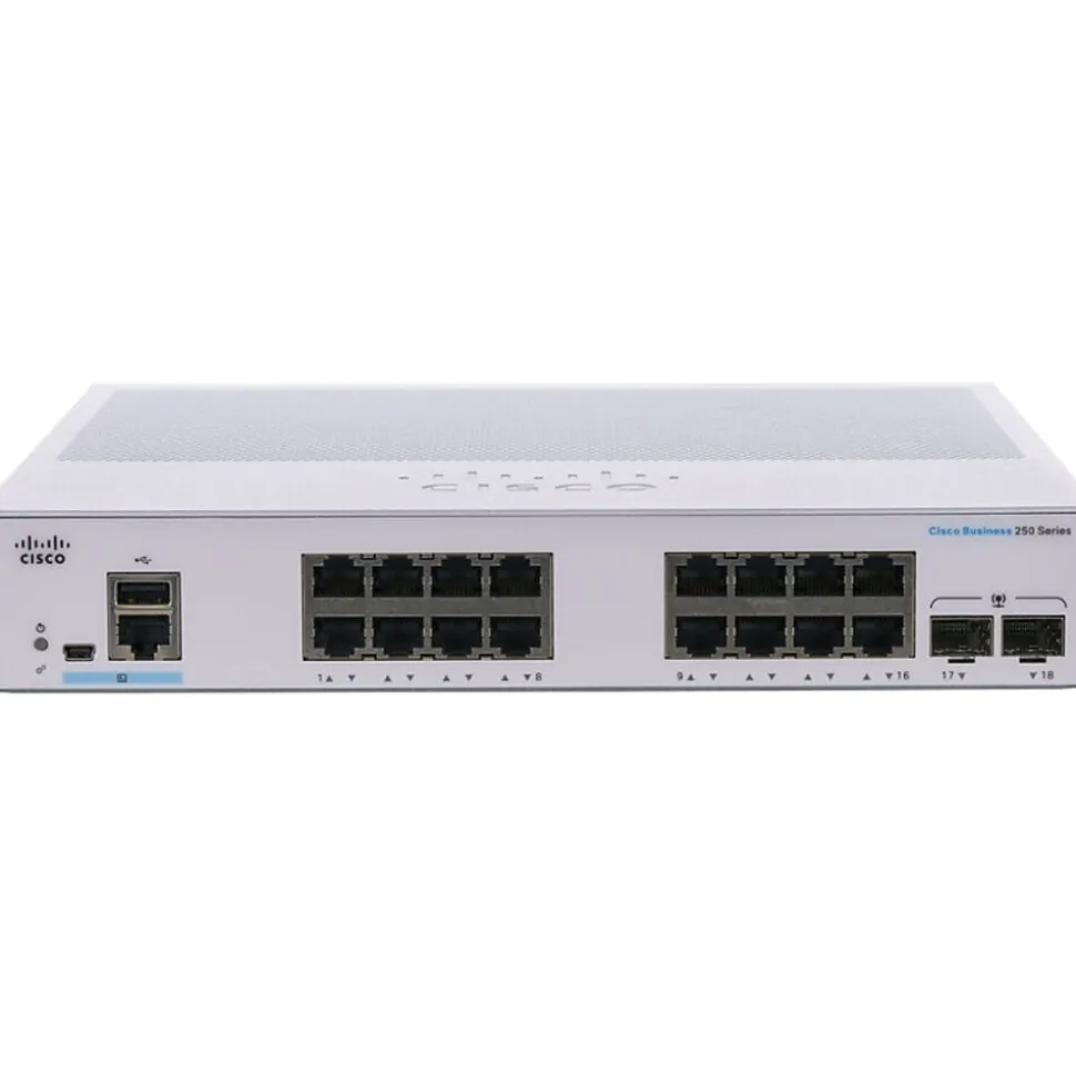 Cisco 250 16-Port Gigabit Ethernet Managed Switch, Silver (CBS25016T2GNA)