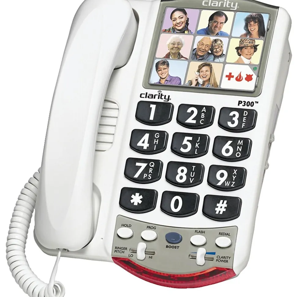 Clarity P300 Amplified Corded Photo Phone, White (CLAP300)