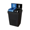 CleanRiver FlexE Plastic Dual-Stream Recycling Station, 50 Gallon, Black (FX50B-BK2-R-BE-W-BK)