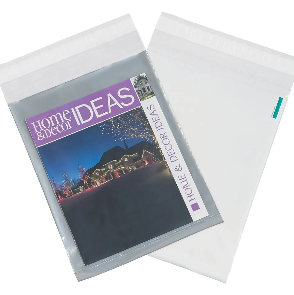 Clear View Poly Mailers, Clear/White, 14" x 17", 100/Case