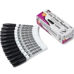CLI Dry Erase Markers, Bullet Tip, Black, 12/Pack, 3 Packs (CHL47320-3)