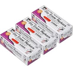 CLI Dry Erase Markers, Bullet Tip, Red, 12/Pack, 3 Packs (CHL47330-3)