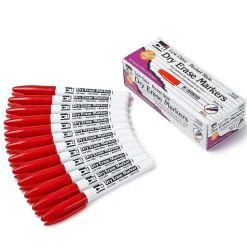 CLI Dry Erase Markers, Bullet Tip, Red, 12/Pack, 3 Packs (CHL47330-3)