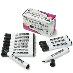 CLI Dry Erase Markers, Chisel Tip, Black, 12/Pack, 3 Packs (CHL47920-3)