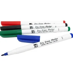 CLI Dry Erase Markers, Fine Point Tip, Assorted Colors, 4/Pack, 12 Packs (CHL47834-12)