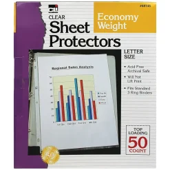 CLI Economy Sheet Protector, 8.5" x 11", Clear, 50/Box, 5 Boxes (CHL48145-5)