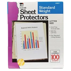 CLI Standard Sheet Protector, 8.5" x 11", Clear, 100/Box, 2 Boxes (CHL48241-2)