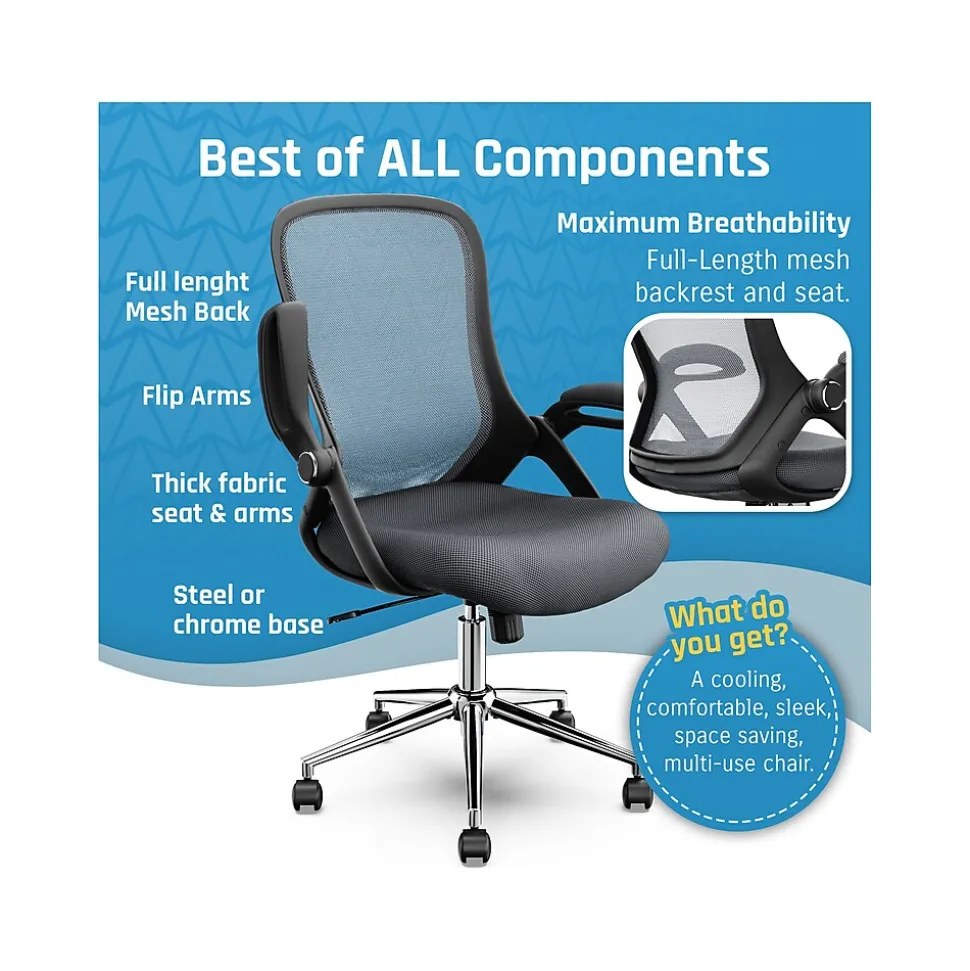 Click365 Ergonomic Fabric/Mesh Swivel Task Chair, Gray (CCHR10003B)