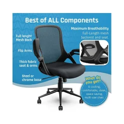 Click365 Ergonomic Fabric/Mesh Swivel Task Chair, Black (CCHR10003A)