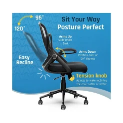 Click365 Ergonomic Fabric/Mesh Swivel Task Chair, Black (CCHR10003A)