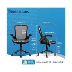 Click365 Ergonomic Fabric/Mesh Swivel Task Chair, Black (CCHR10003A)