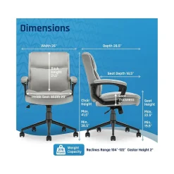 Click365 Transform 2.0 Ergonomic Fabric Swivel Desk Chair, Gray (CCHR10007D)
