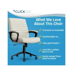 Click365 Transform 3.0 Ergonomic Vegan Leather Swivel Desk Chair, White (CCHR10008C)
