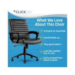 Click365 Transform 3.0 Ergonomic Bonded Leather Swivel Desk Chair, Black (CCHR10008B)