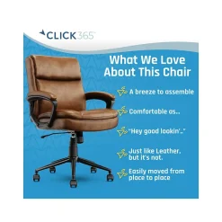Click365 Transform 2.0 Ergonomic Bonded Leather Swivel Desk Chair, Cognac (CCHR10007A)