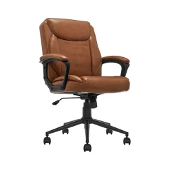 Click365 Transform 1.0 Ergonomic Bonded Leather Swivel Desk Chair, Cognac (CCHR10001A)