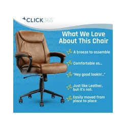 Click365 Transform 1.0 Ergonomic Bonded Leather Swivel Desk Chair, Cognac (CCHR10001A)