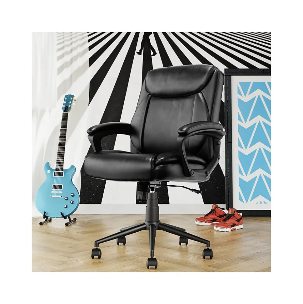 Click365 Transform 1.0 Ergonomic Bonded Leather Swivel Desk Chair, Black (CCHR10001B)