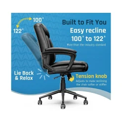 Click365 Transform 1.0 Ergonomic Bonded Leather Swivel Desk Chair, Black (CCHR10001B)