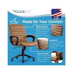 Click365 Transform 3.0 Ergonomic Bonded Leather Swivel Desk Chair, Cognac (CCHR10008A)