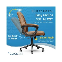 Click365 Transform 3.0 Ergonomic Bonded Leather Swivel Desk Chair, Cognac (CCHR10008A)
