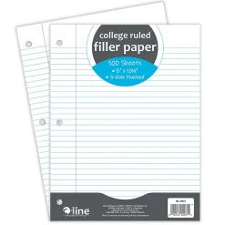 C-Line College Ruled Filler Paper, 8" x 10.5", 3-Hole Punched, 100 Sheets/Pack, 12/Bundle (CLI22031-12)