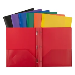 C-Line Heavy Duty 3-Hole Punched 2-Pocket Portfolio Folders, Assorted Colors (CLI33960)