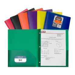C-Line Heavy Duty 3-Hole Punched 2-Pocket Portfolio Folders, Assorted Colors (CLI33960)