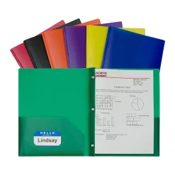 C-Line Heavy Duty 3-Hole Punched 2-Pocket Portfolio Folders, Assorted Colors (CLI33960)