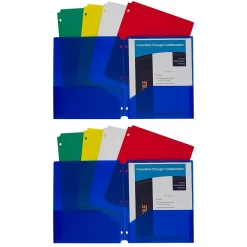 C-Line® Heavyweight, 3-Hole Punched, 2-Pocket Portfolio, Assorted Colors, 10 Per Pack, 2 Packs (CLI32930-2)
