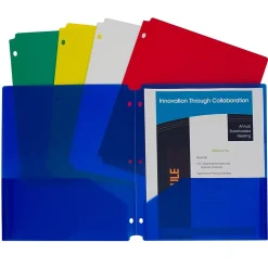 C-Line® Heavyweight, 3-Hole Punched, 2-Pocket Portfolio, Assorted Colors, 10 Per Pack, 2 Packs (CLI32930-2)