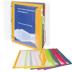C-Line Heavyweight Poly Binder Pocket with Write-On Tabs, Assorted Colors, 5/Pack, 6 Packs (CLI06650-6)