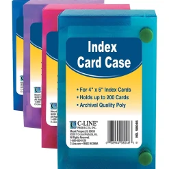 C-Line Index Card Case, 4" x 6", Assorted Colors (CLI58046)