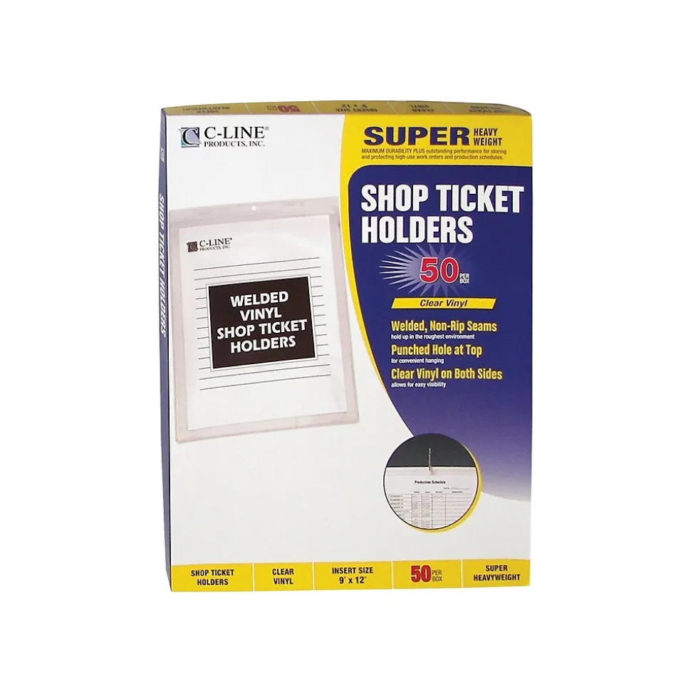 C-Line Job Ticket Holders, 9" x 12", Clear, 50/Box (80912)