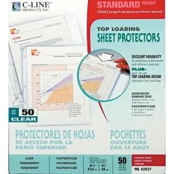 C-Line Standard Weight Sheet Protectors, 11" x 8-1/2", Clear, 50/Box (62037)