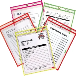C-Line Stitched Shop/Job Ticket Holders, 9" x 12", Neon, 10/Pack (43920)
