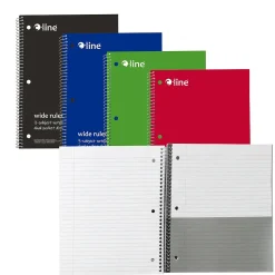 C-Line 3-Subject Notebooks, Wide Ruled, 120 Sheets, Assorted Colors, 3/Bundle (CLI22046-3)