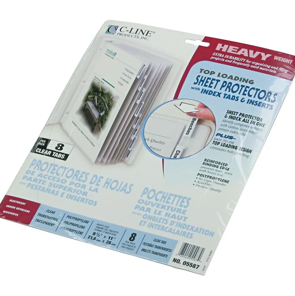 C-Line Top Load Sheet Protector, 11" x 8-1/2", Clear, 8 Tab Set (CLI05587)