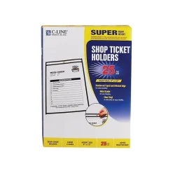 C-Line Vinyl Job Ticket Holders, 9" x 12", Clear with Black Edges25/Box (46912)