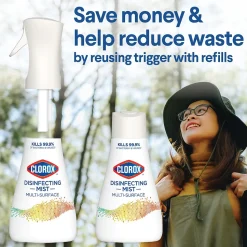 Clorox Disinfecting, Sanitizing and Antibacterial Spray Mist, Eucalyptus Peppermint, 16 Fluid oz. (60152)