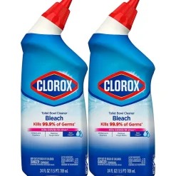 Clorox Disinfecting Toilet Bowl Cleaner with Bleach, Rain Clean Scent, 24 Oz., 2/Pack (00273)