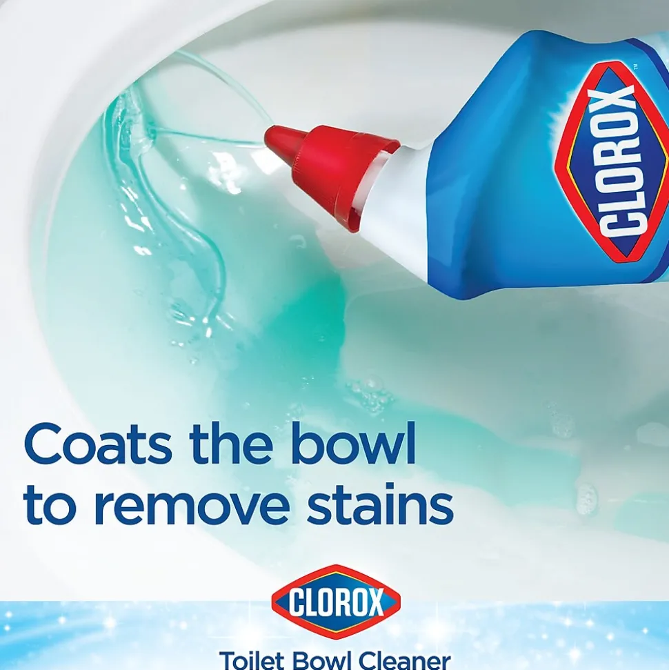 Clorox Disinfecting Toilet Bowl Cleaner with Bleach, Rain Clean Scent, 24 Oz., 2/Pack (00273)