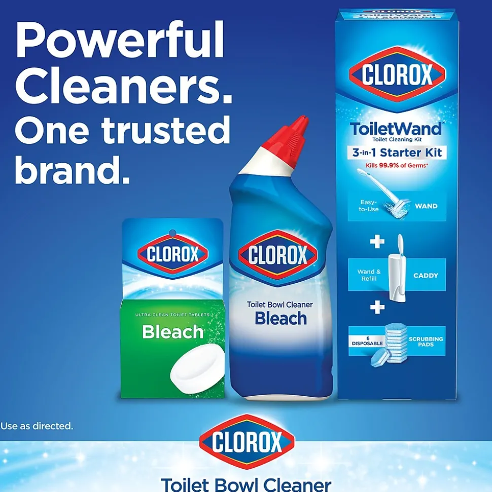 Clorox Disinfecting Toilet Bowl Cleaner with Bleach, Rain Clean Scent, 24 Oz., 2/Pack (00273)