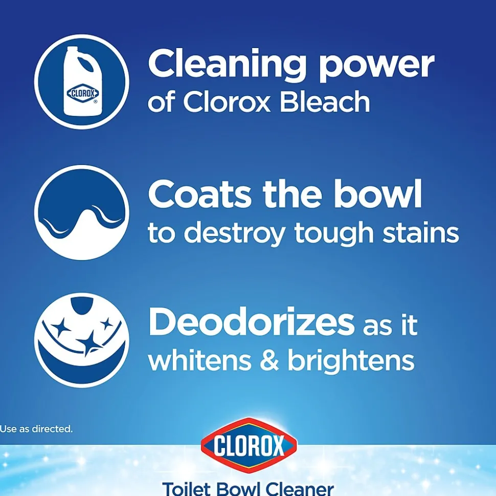Clorox Disinfecting Toilet Bowl Cleaner with Bleach, Rain Clean Scent, 24 Oz., 2/Pack, 6 Packs/Carton (30924)