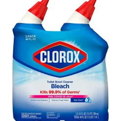 Clorox Disinfecting Toilet Bowl Cleaner with Bleach, Rain Clean Scent, 24 Oz., 2/Pack, 6 Packs/Carton (30924)