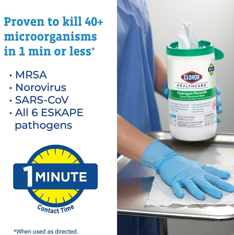 Clorox Healthcare Disinfecting Wipes, 185 Wipes/Bucket, 2/Carton (30826)