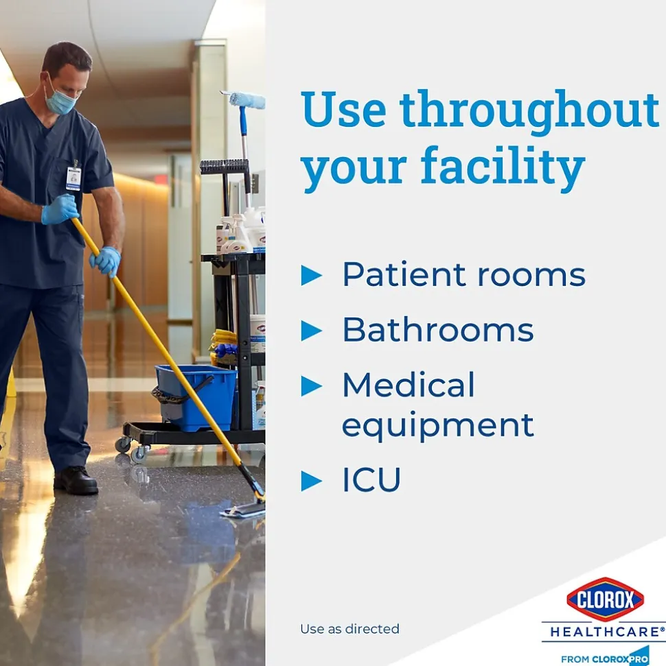 Clorox Healthcare Spore Defense Cleaner Disinfectant, Open System Refill Bottle, 128 Fl Oz, 4/Pack (32409)