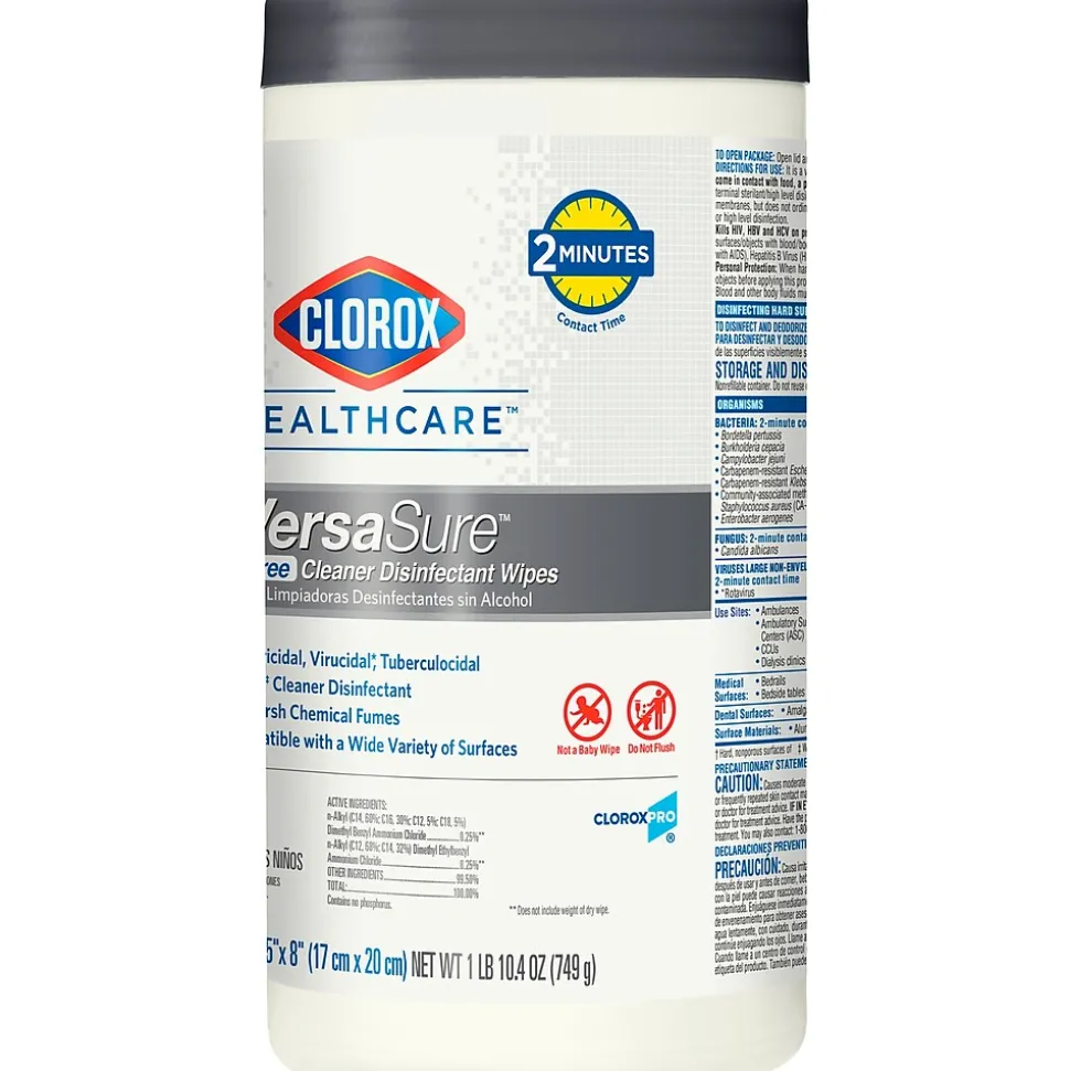 Clorox Healthcare VersaSure Disinfectant Wipes, 85 Wipes/Canister (31757)