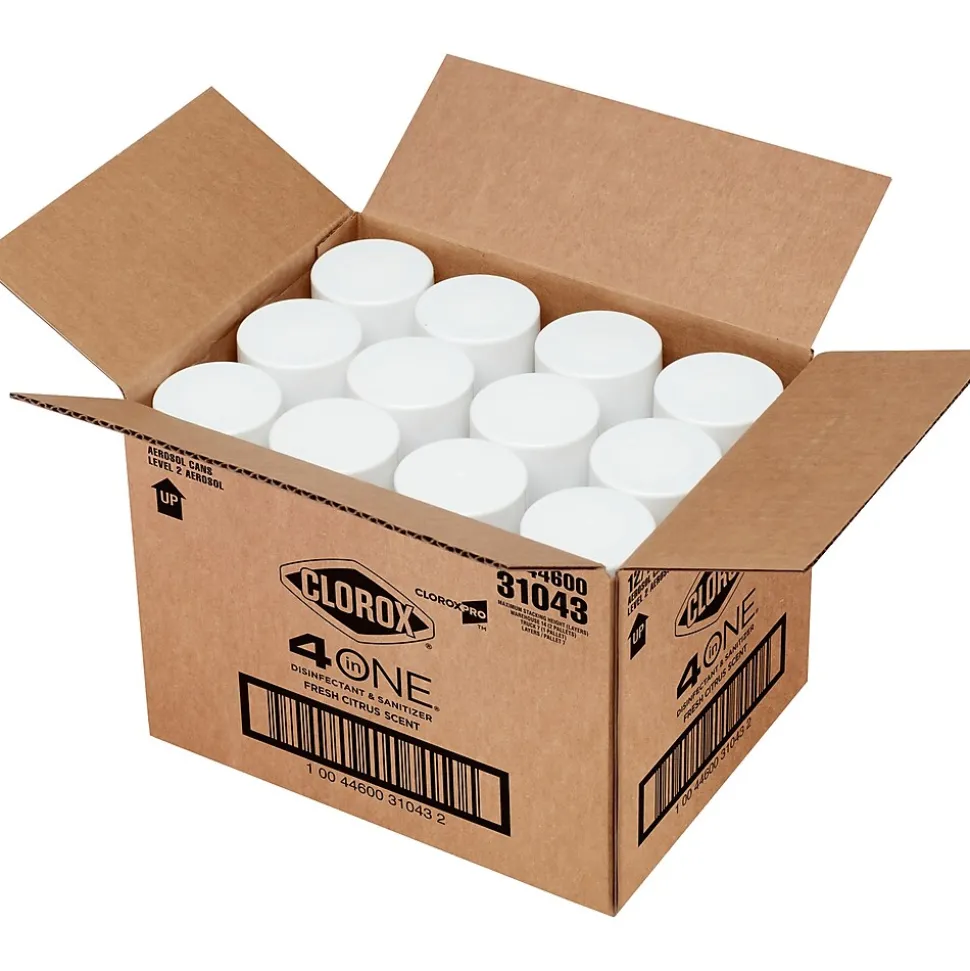 CloroxPro 4 in One Disinfectant & Sanitizer, Citrus Scent, 14 oz., 12/Carton (31043)